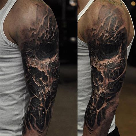 Skulls half sleeve by done at