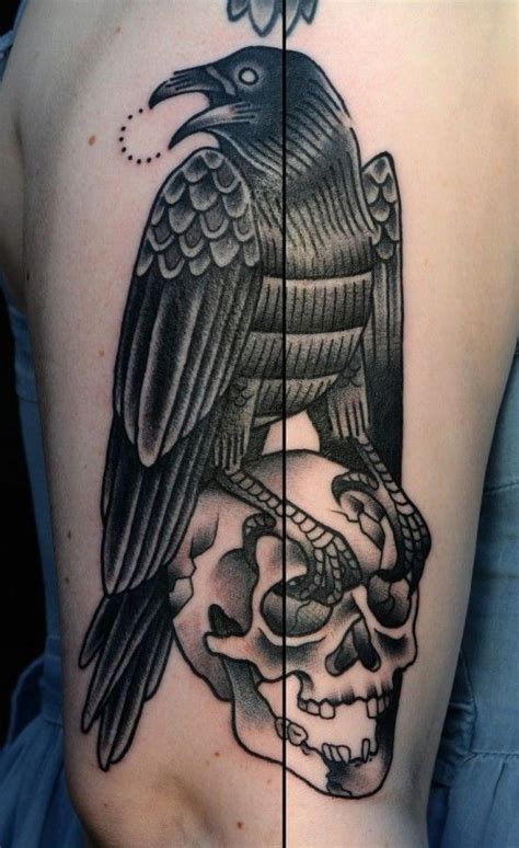 Skull With Crow Tattoo