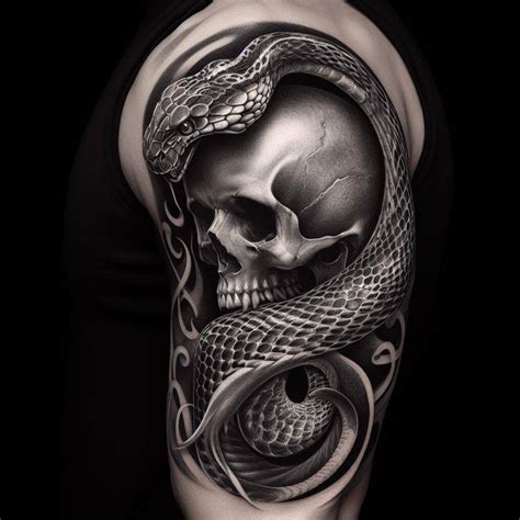 Skull With Snake Tattoo