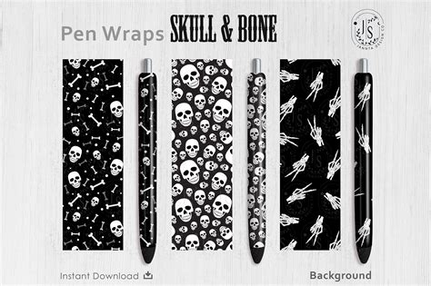Download Skull and Bone Pen Wraps PNG File Set