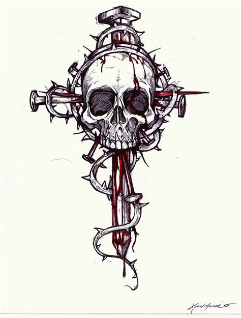 Skull and Cross tattoo by Furious247 Tattoos Pinterest