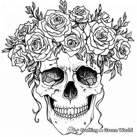 Skulls With Roses Coloring Pages
