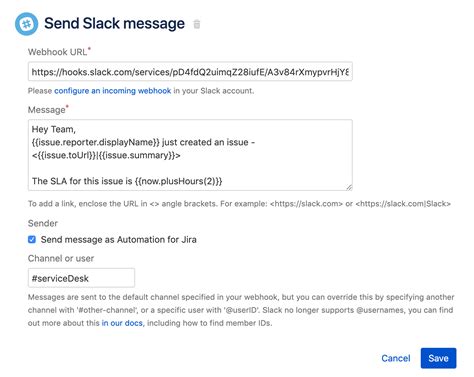 Slack message send