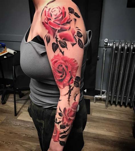 Top 61 Best Rose Sleeve Tattoo Ideas [2021 Inspiration