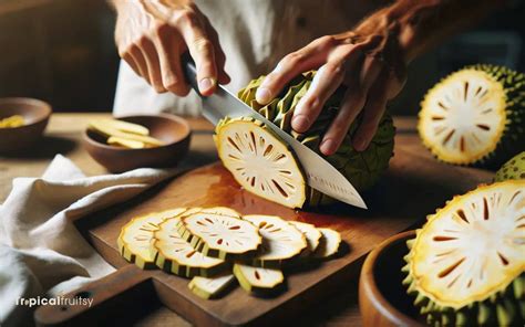 Slicing breadfruit