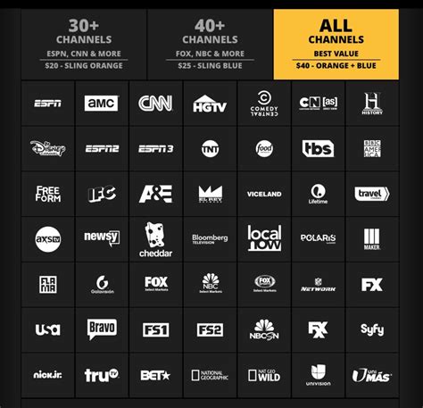 Sling Orange And Blue Channel List Printable