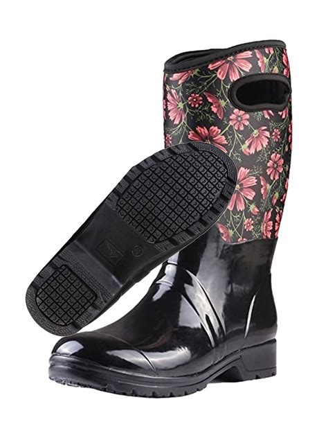Own Shoe Neoprene Rubber Waterproof Rain Boots for Women MidCalf