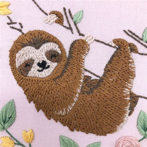 Sloth Embroidery Design