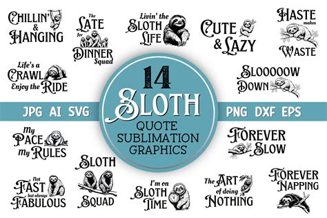 Download Sloth Quote Bundle Svg Creativefabrica