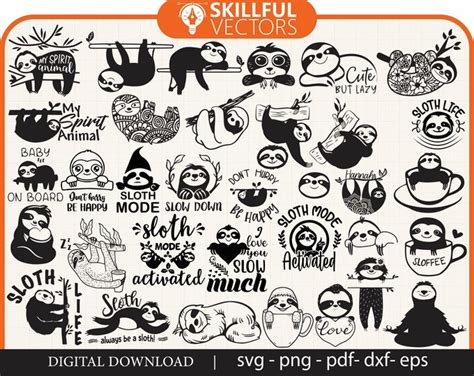 Download Sloth Quote Bundle Svg Cricut SVG DXF Files