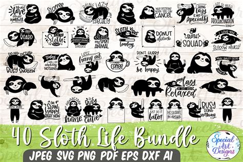 Download Sloth Quote Bundle Svg Silhouette