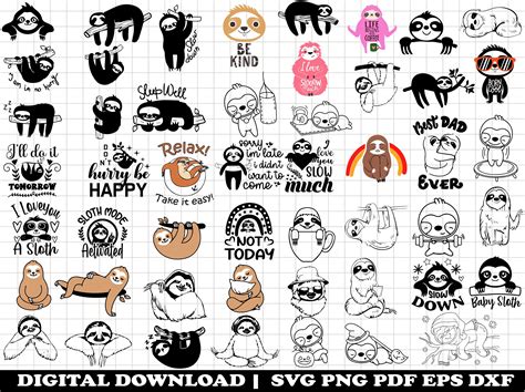 Download Sloth Quote Bundle Svg for Cricut