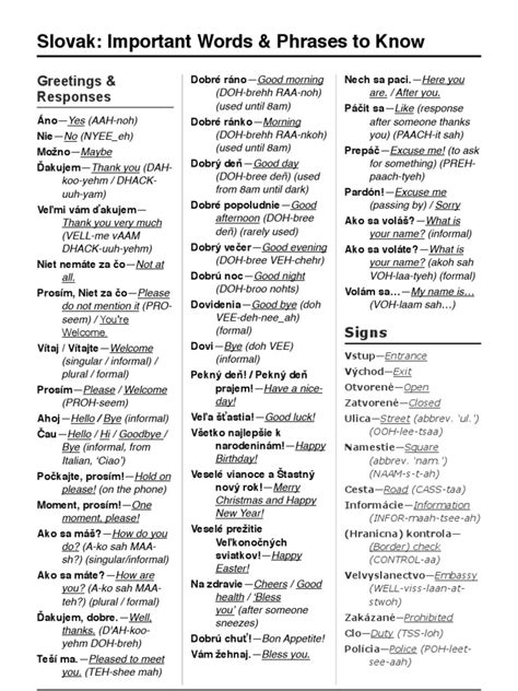 Slovak Phrases