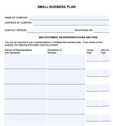 Small Business Planning Template