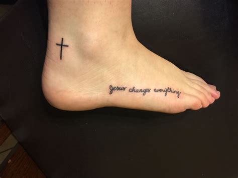 My foot cross tattoo! girly religion cute tattoo