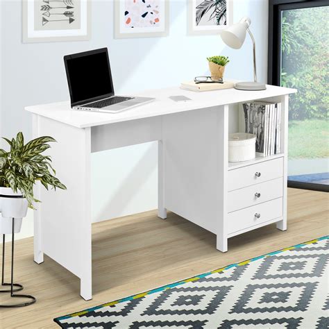 Techni Mobili Contempo Desk with 3 Storage Drawers, White