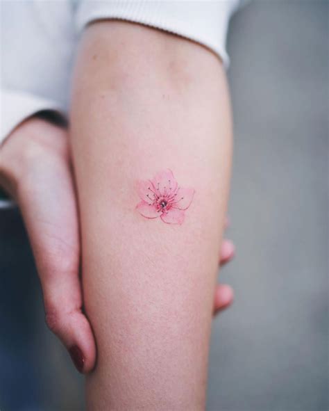 Small Minimalist Cherry Blossom Tattoo