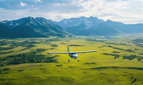 Small Aircraft Flying Near Mountains