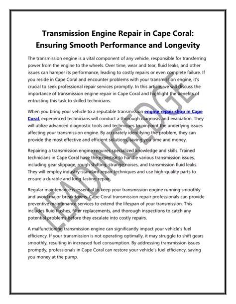 Small Engine Repair Cape Coral - Common Problems