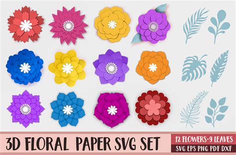 Download Small Paper Flower Template Creativefabrica DXF Files