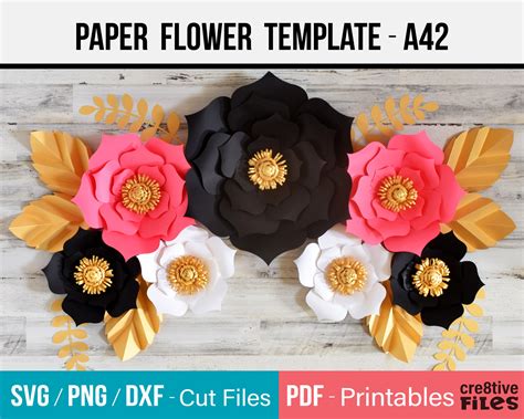 Download Small Paper Flower Template Files DXF Files
