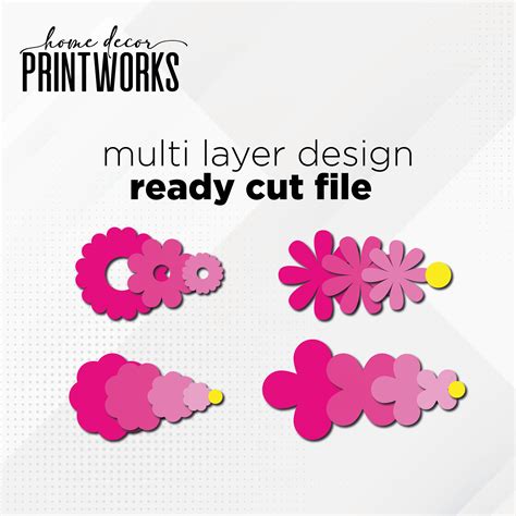 Download Small Paper Flower Template Silhouette DXF Files