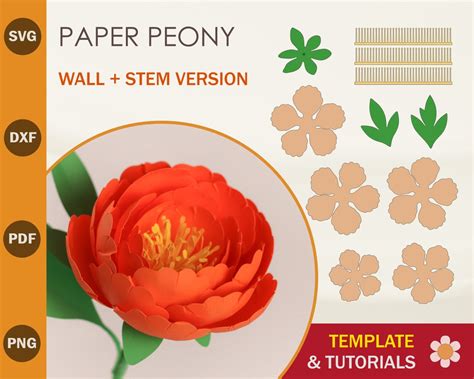 Download Small Peony Paper Flower Template Files DXF Files