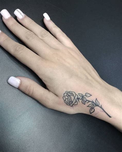 Small Rose Tattoo On Hand