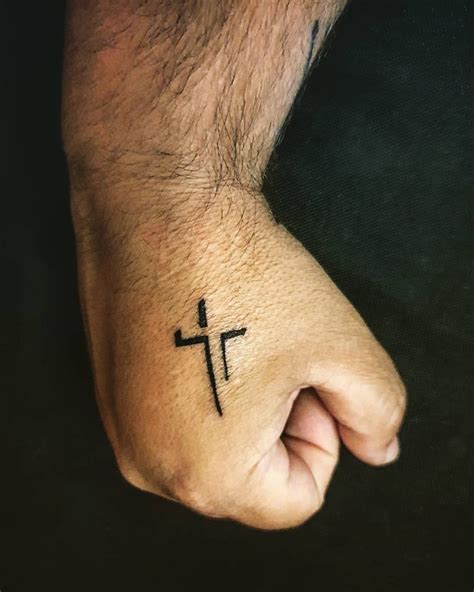 Small Tattoo Cross On Hand