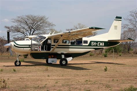 Small plane flying over Selous Game Reserve