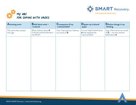 Smart Recovery Abc Worksheet