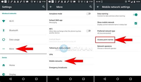 Tampilan Menu Pengaturan APN di HP Android