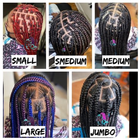 Smedium Knotless Braids Chart
