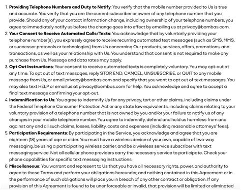Sms Terms And Conditions Template