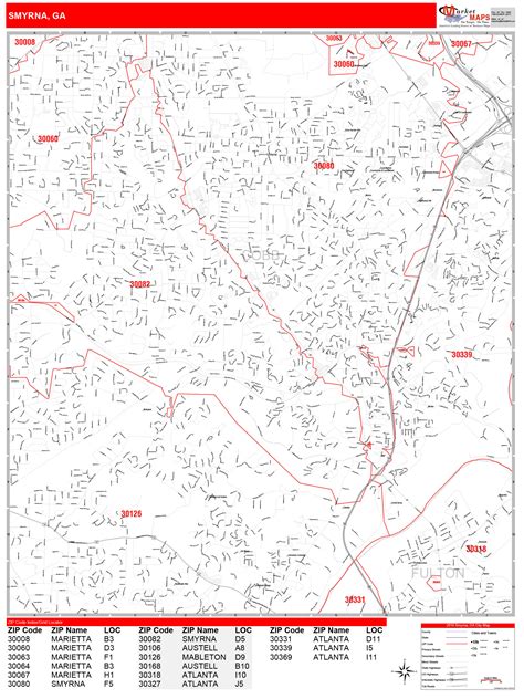 Smyrna Wall Map (Color Cast Style) by MarketMAPS