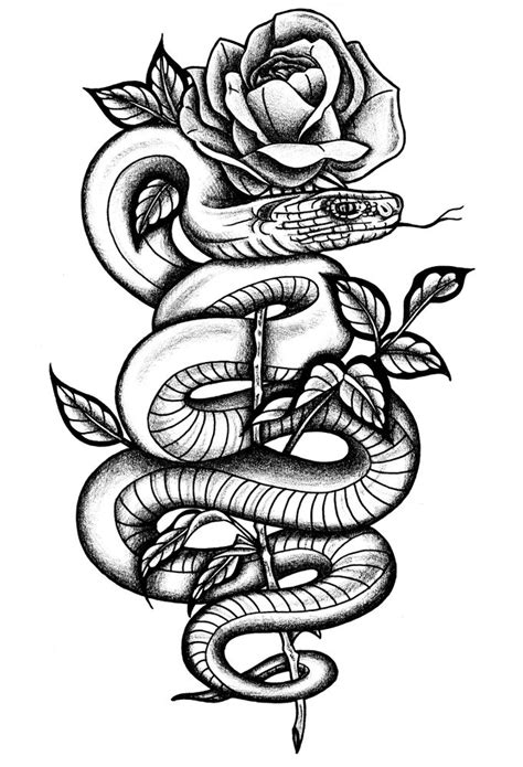 Snake Rose Tattoo Designs Simple Tattoo Ideas