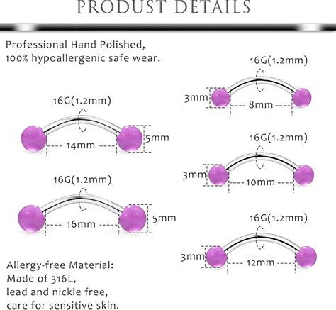 Snake Eyes Piercing Jewelry Size Chart