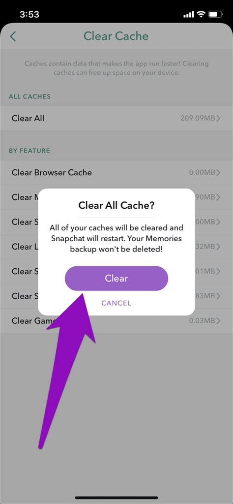Snapchat Clear Cache