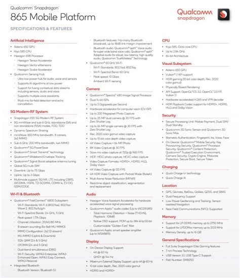 Snapdragon 865 reference device and specs