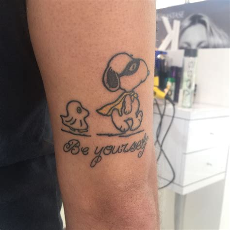 Snoopy and Woodstock with a wish foot tattoo Foot