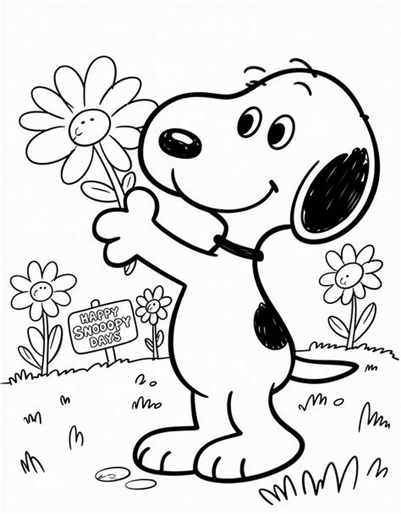 Snoopy Spring Coloring Pages