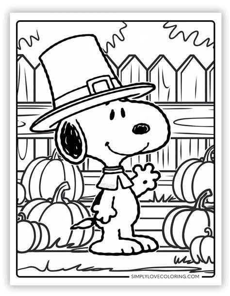 Snoopy Thanksgiving Coloring Pages Free