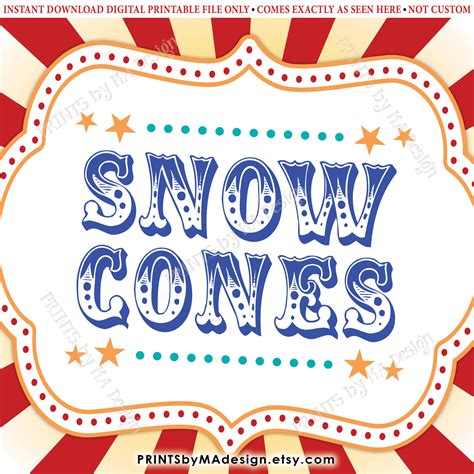 Snow Cone Sign Printable