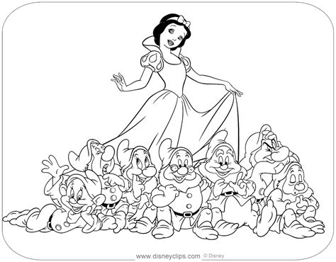 Snow White Seven Dwarfs Coloring Pages