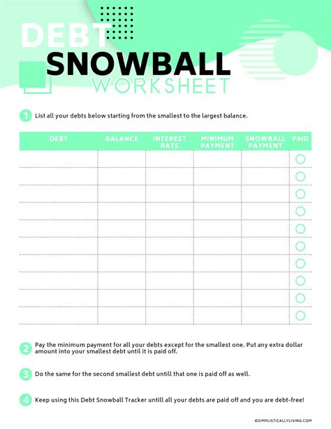 Snowball Debt Worksheet Printable