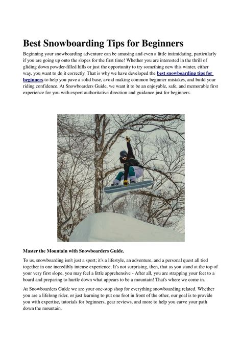 Snowboarding Tips For Beginners