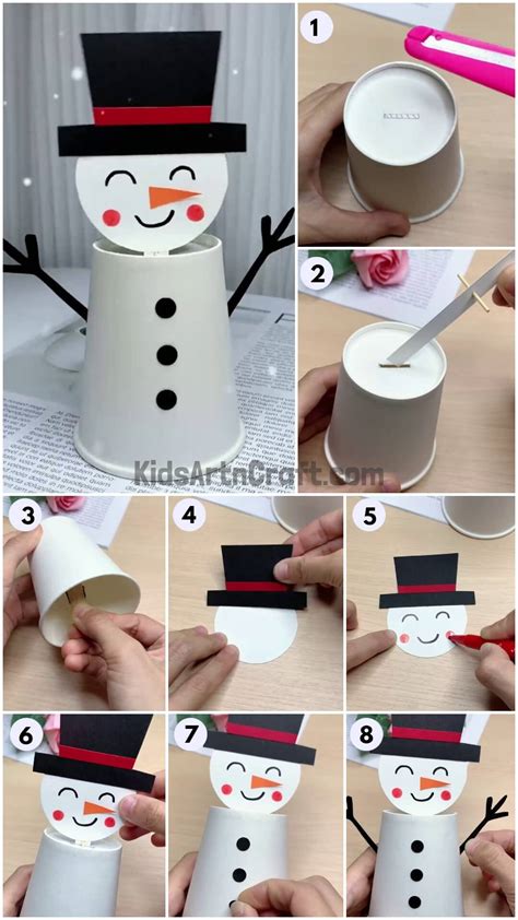 Snowman Craft With Cups