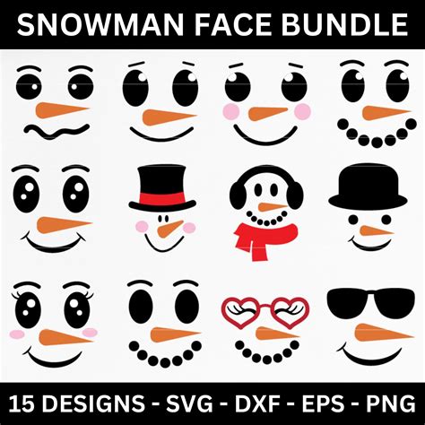 Download Snowman Face SVG Bundle Cut Files