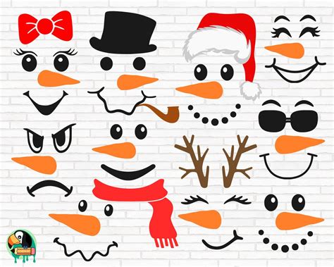 Download Snowman Face SVG Bundle Files For Crafts
