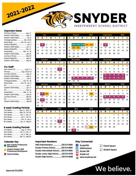 Snyder Isd Calendar